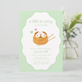 Invitación Sage Green Cute Asian Dumpling Baby Shower 