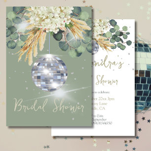Invitación Sage Green Disco Ball Floral Bridal Shower