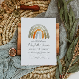 Invitación Sage Green Earthone Rainbow Baby Shower