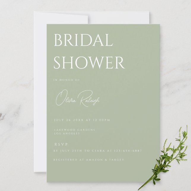 Invitación Sage Green Elegant Bridal Shower (Subido por el creador)
