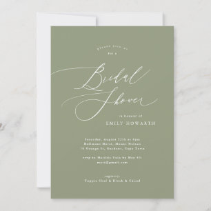 Invitación Sage Green Elegant Calligraphy Bridal Shower