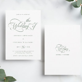 Invitación Sage Green Elegant Charm Script Boda