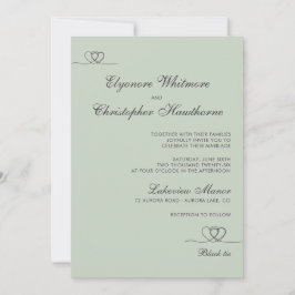 Invitación Sage Green Elegant Chic Calligraphy Wedding