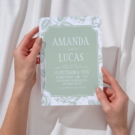 Invitación Sage Green Elegant Chinoiserie Boda