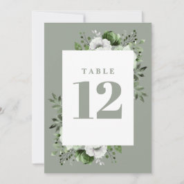 Invitación Sage Green Elegant Country Floral Table Number