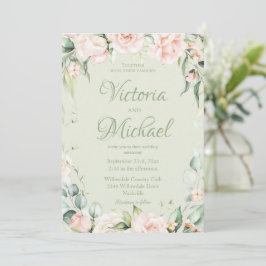Invitación Sage Green Elegant Floral Boda