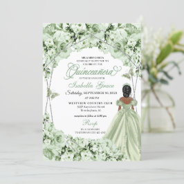 Invitación Sage Green Elegant Floral Quinceanera