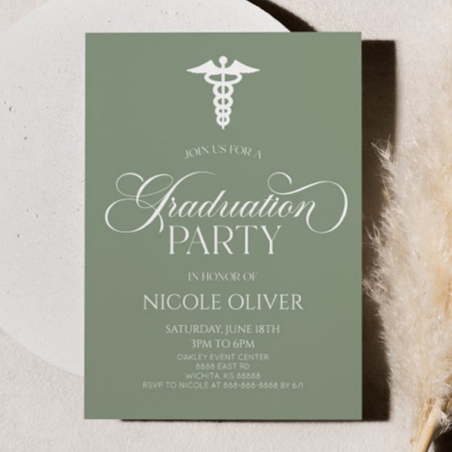 Invitación Sage Green Elegant Medical Graduceus (Subido por el creador)