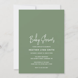 Invitación Sage Green Elegant Moderno Baby Shower