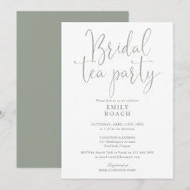 Invitación Sage Green Elegant Script Bridal Tea Fiesta Ducha