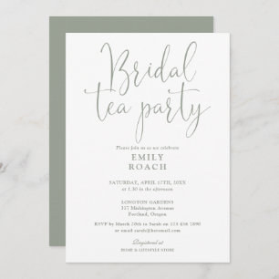Invitación Sage Green Elegant Script Bridal Tea Fiesta Ducha