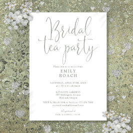 Invitación Sage Green Elegant Script Bridal Tea Fiesta Ducha