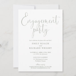 Invitación Sage Green Elegant Script Engagement Party