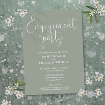 Sage Green Elegant Script Engagement Party