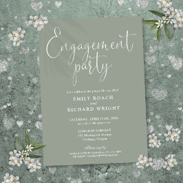 Invitación Sage Green Elegant Script Engagement Party
