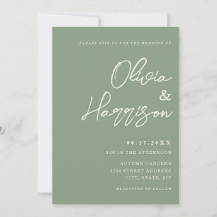 Invitación Sage Green Elegant Script Todo En Un Boda