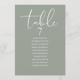 Invitación Sage Green Elegant Seating Plan Table Number