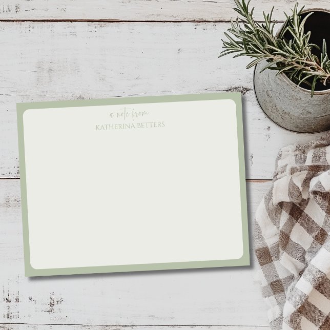 Invitación Sage Green Elegant Simple Statnionery Note Card (Subido por el creador)