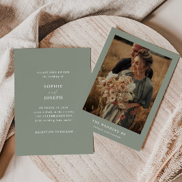 Invitación Sage Green Elegant Text and Photo | Boda