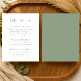 Invitación Sage Green Elegant Wedding Details