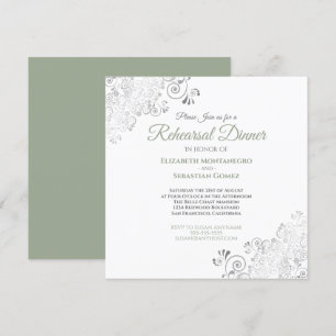 Invitación Sage Green Elegant Wedding Test Dinner