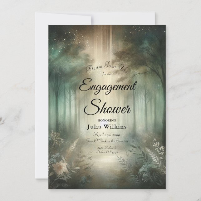 Invitación Sage Green Enchanted Forest Radiance Shower (Anverso)