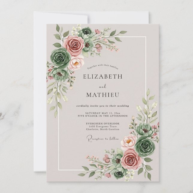 Invitación Sage Green Enthralling Succulent Wedding (Anverso)