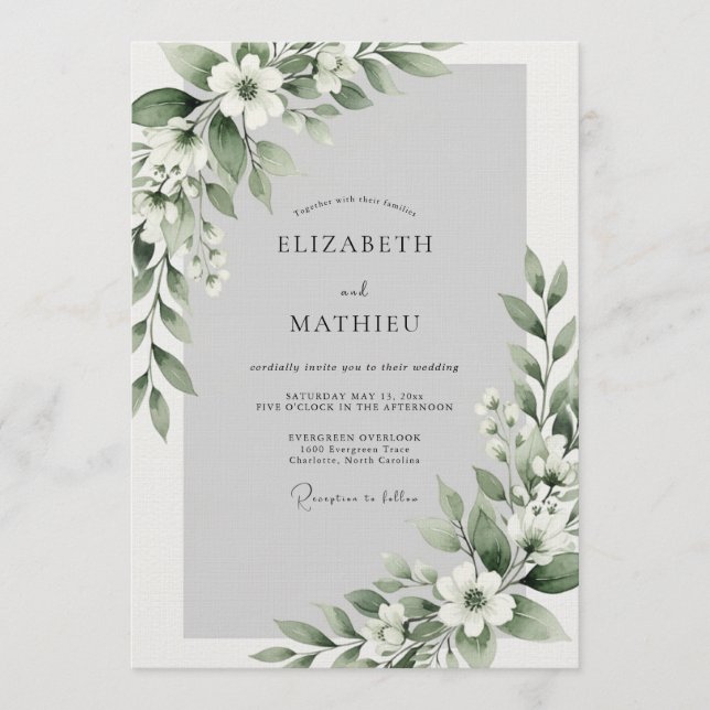Invitación Sage Green Ethereal Blossom Wedding (Anverso)