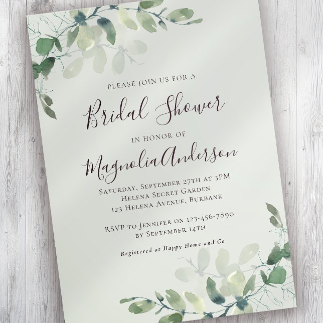 Invitación Sage Green Eucalyptus Bridal Shower (Subido por el creador)