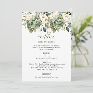 Invitación Sage Green Eucalyptus Floral Wedding | Menu