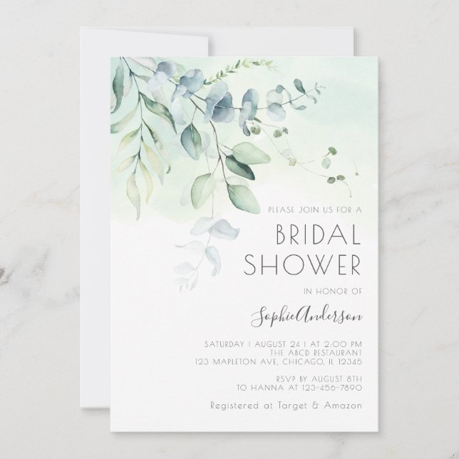 Invitación Sage Green Eucalyptus Greeneration Bridal Shower (Anverso)