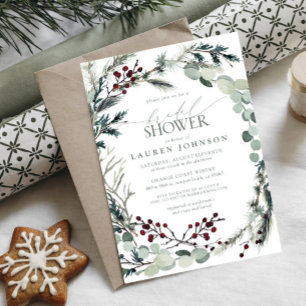 Invitación Sage Green Eucalyptus Greenery Berry Bridal Shower