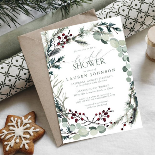 Invitación Sage Green Eucalyptus Greenery Berry Bridal Shower (Bridal Shower Invitation!)