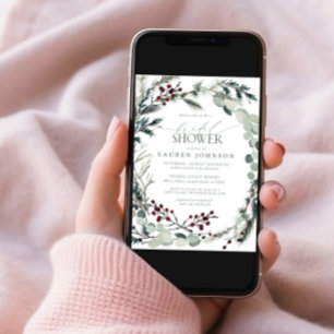 Invitación Sage Green Eucalyptus Greenery Berry Bridal Shower