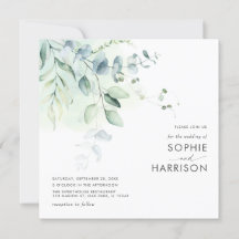 Sage Green Eucalyptus Greenery Square Boda