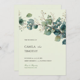 Invitación Sage Green Eucalyptus Watercolor Greenery Wedding