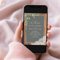 Sage Green Eucalyptus Wood Lace Script Boda