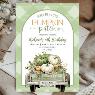 Invitación Sage Green Fall deja parche de calabaza