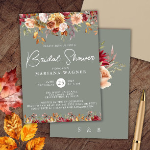 Invitación Sage Green Fall Floral Bridal Shower