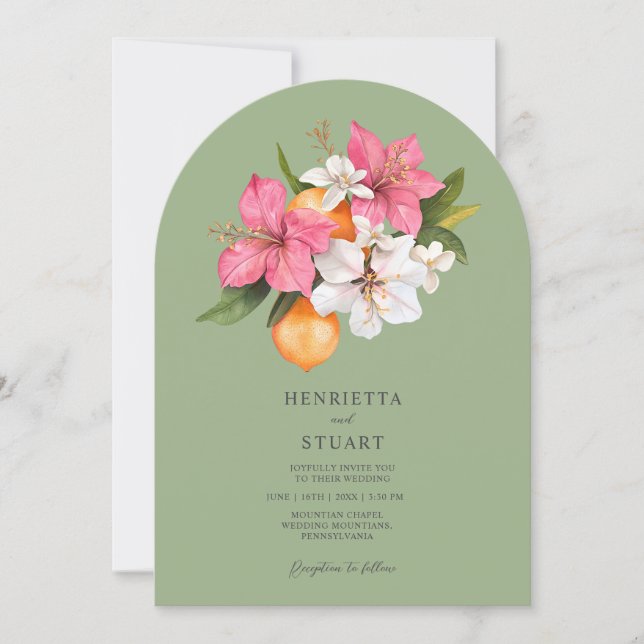 Invitación Sage Green Floral Arch all in one Wedding  (Anverso)