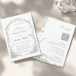 Invitación Sage Green Floral Arch Garden All in One Wedding