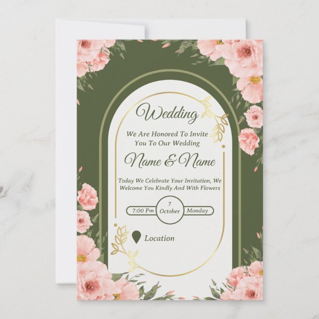 Invitación Sage Green Floral Arch Wedding Invitation (Anverso)