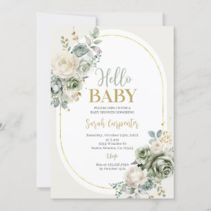 Invitación Sage Green Floral Baby Shower