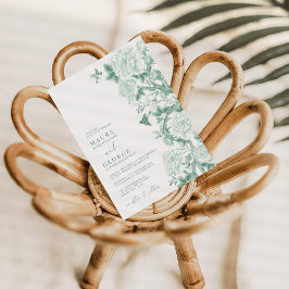 Invitación Sage Green Floral Birds Chinoiserie Garden Wedding