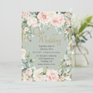Invitación Sage Green Floral Boda