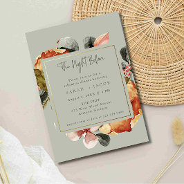 Invitación Sage Green Floral Boda ensayo Cena