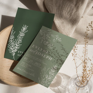 Invitación Sage Green Floral Boho Boda Botánico Moderno
