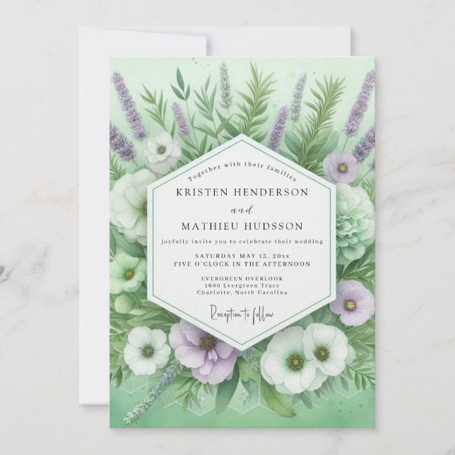 Invitación Sage Green Floral Botanical Wedding (Anverso)