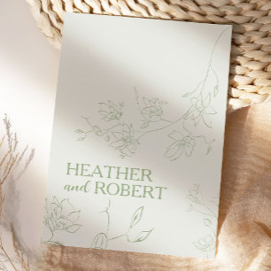Invitación Sage Green Floral Botánico Boho Simple Boda
