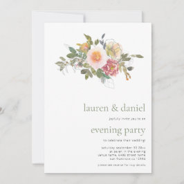 Invitación Sage Green Floral Bouquet QR Boda Fiesta de la noc